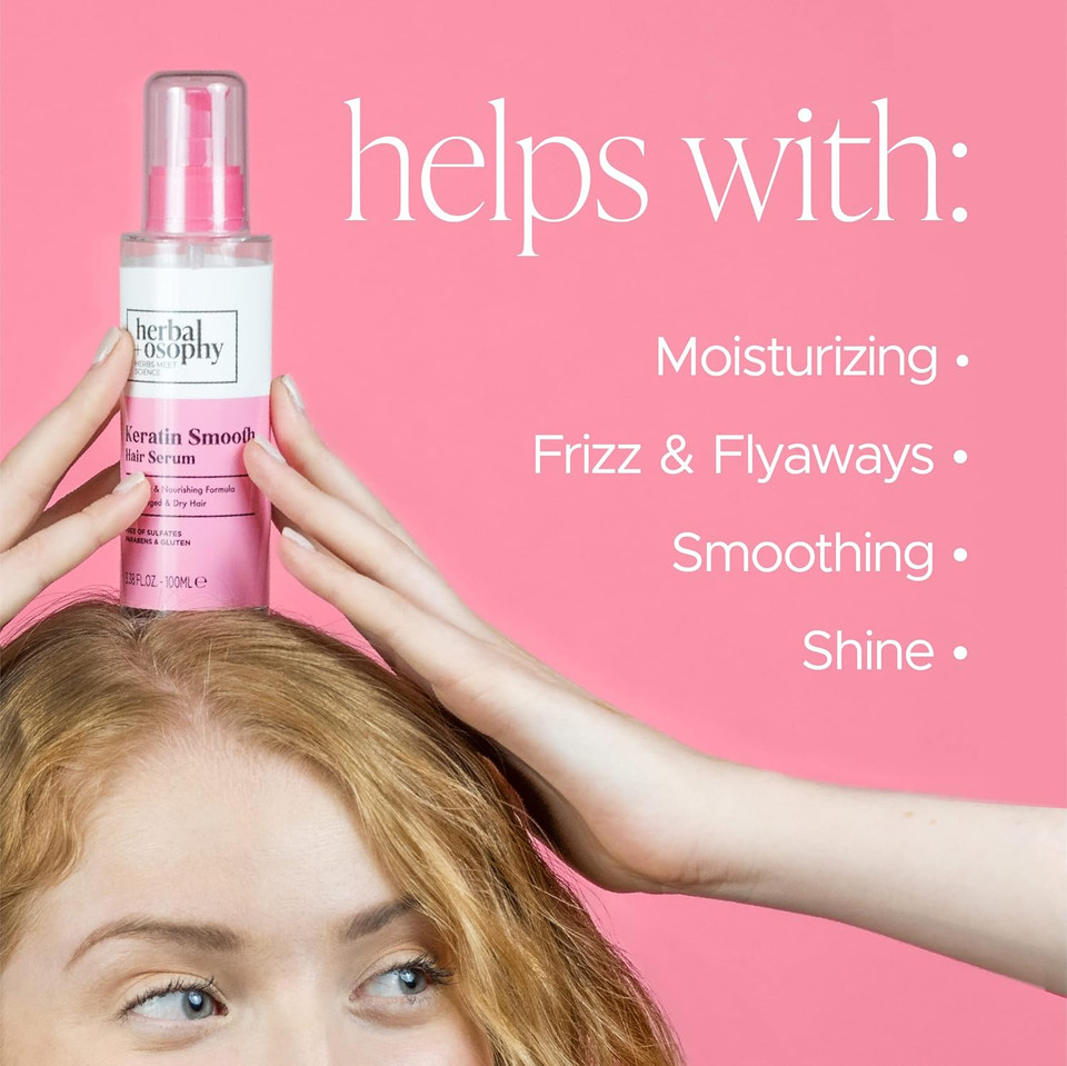 2 X 16.9 Fl Oz Keratin Shampoo & Conditioner Set, With 3.38 Fl Oz Hair Serum + 8.5Oz Hair Mask, Smoothing, Nourishing & Moisturizing Formula For Damaged And Dry Hair