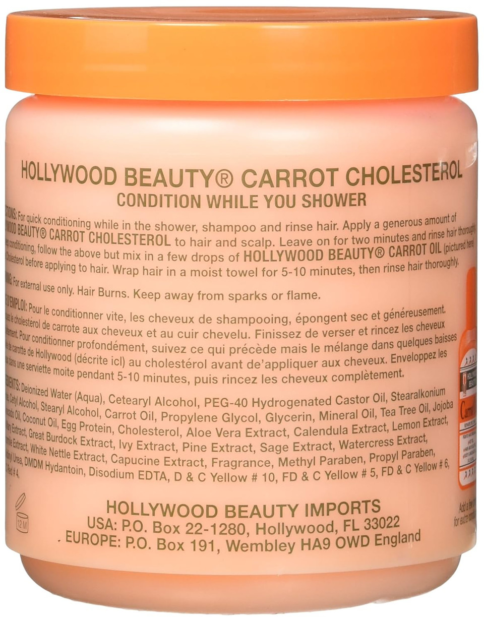 Hollywood Beauty Carrot Cholesterol Deep Conditioning Creme, 20 Ounce