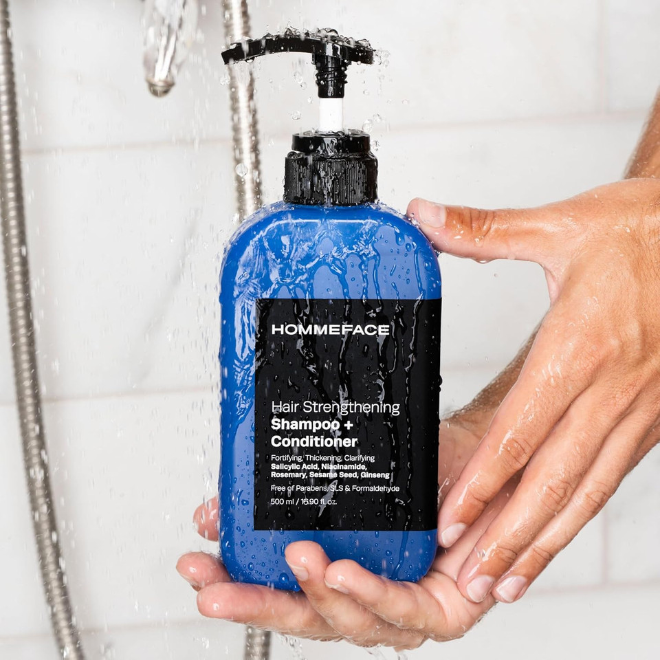 Hommeface 2-In-1 Hair Strengthening Shampoo + Conditioner For Men, 16.9 Fl. Oz. - Hair Thickening, Scalp Exfoliating, Volumizing For Reduced Shedding, Density & Shine Hommeface 2-In-1 Hair Strengthening Shampoo + Conditioner For Men, 16.9 Fl. Oz. - Hair Thickening, Scalp Exfoliating, Volumizing For Reduced Shedding, Density & Shine