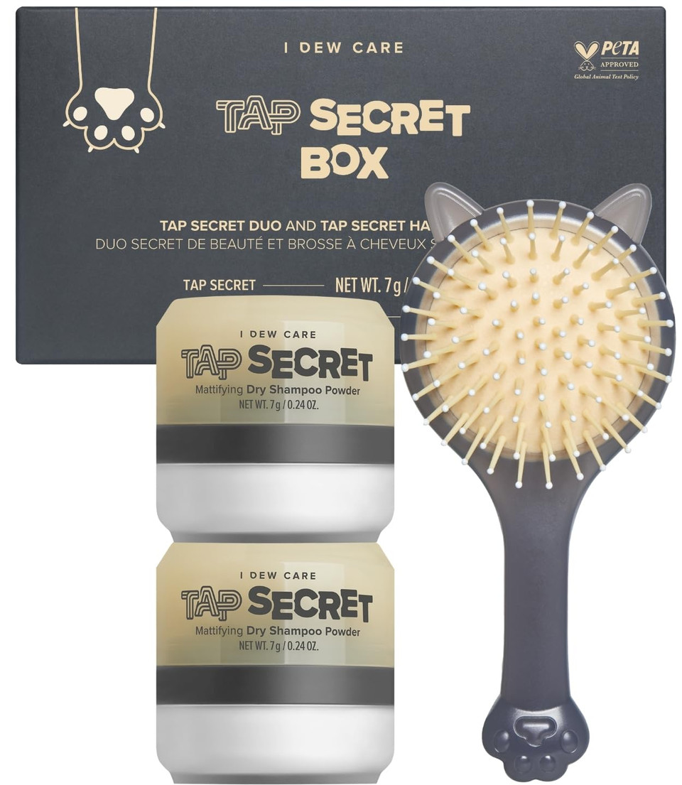 I Dew Care Biotin Clarifying Dry Shampoo - Tap Secret Box | Fuller Looking Dry Shampoo, Non-Aerosol, Benzene-Free, Detangling Hair Brush, For All Hair Types - Women, Men & Women, Teens I Dew Care Biotin Clarifying Dry Shampoo - Tap Secret Box | Fuller Looking Dry Shampoo, Non-Aerosol, Benzene-Free, Detangling Hair Brush, For All Hair Types - Women, Men & Women, Teens