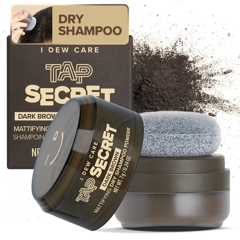 I Dew Care Biotin Clarifying Dry Shampoo - Tap Secret Dark Brown | Strengthening & Volumizing, Powder Type, Refillable, Travel Size, Non-Aerosol, Brunette, Korean Ginseng, 0.24 Oz I Dew Care Biotin Clarifying Dry Shampoo - Tap Secret Dark Brown | Strengthening & Volumizing, Powder Type, Refillable, Travel Size, Non-Aerosol, Brunette, Korean Ginseng, 0.24 Oz