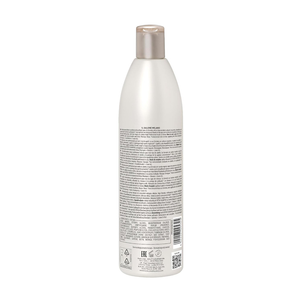 Il Salone Milano Detox Conditioner For All Hair Types - Clarifying Hair Conditioner With Charcoal Powder - Scalp Cleanser To Detox - Restore Broken Bonds & Add Softness (16.9 Oz / 500 Ml)