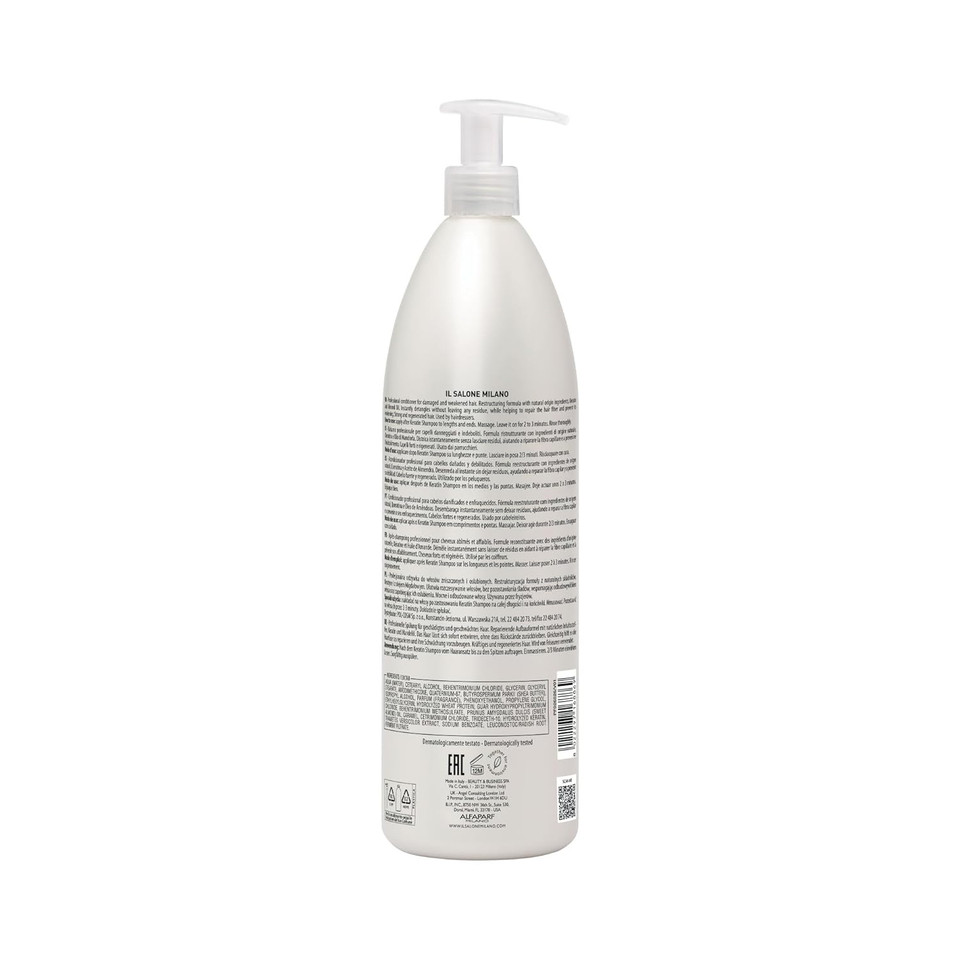 Il Salone Milano Professional Keratin Conditioner - Detangling Conditioner + Damaged Hair Treatment - Provides Frizz Control & Hair Reconstruction (33.8 Oz / 1000 Ml)
