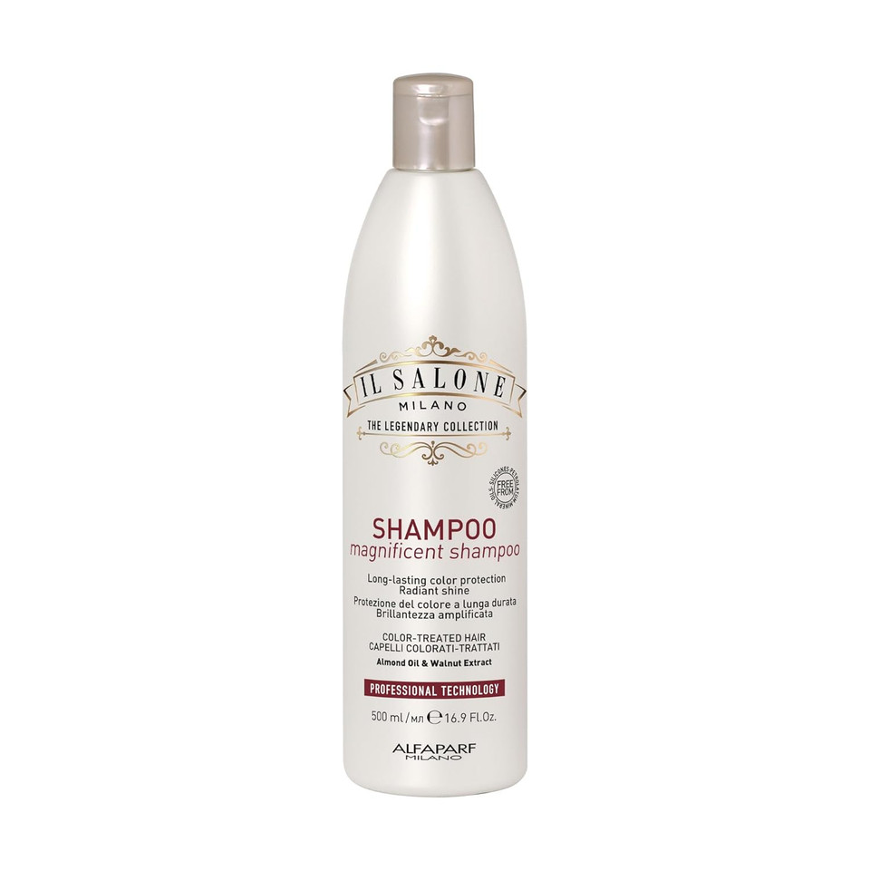 Il Salone Milano Professional Magnificent Shampoo - Color Safe Shampoo For Processed And Color Treated Hair - Enriched With Almond Oil For Radiant Shine - Salon-Quality Hair Care (16.9 Oz / 500 Ml)