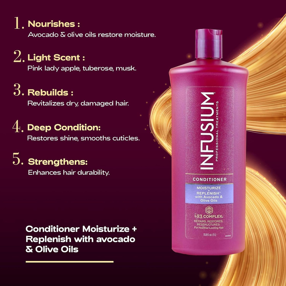 Infusium Repair & Replenish Nourishing Conditioner, With Keratin & Argan Oil, For All Hair Types, 13.5 Fl Oz