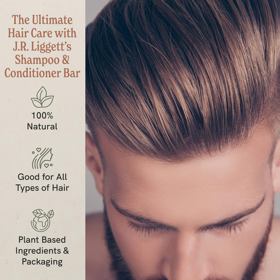J.R.LiggettS Solid Shampoo And Conditioner Bar Set - Conditioner Bar 1.75Oz + 2 Original Formula Shampoo Bar 3.5Oz - All-Natural Plant-Based Ingredients For Clean Soft Tangle-Free Hair - Usa Made