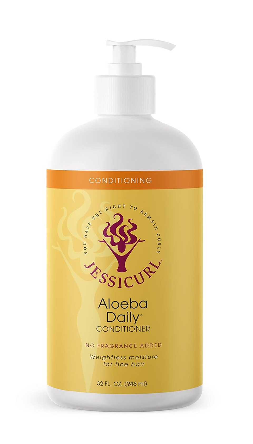 Jessicurl Aloeba Daily Conditioner For Curly Hair, No Fragrance Added, 32 Fl Oz Leave In Conditioner And Detangler For Fine Hair