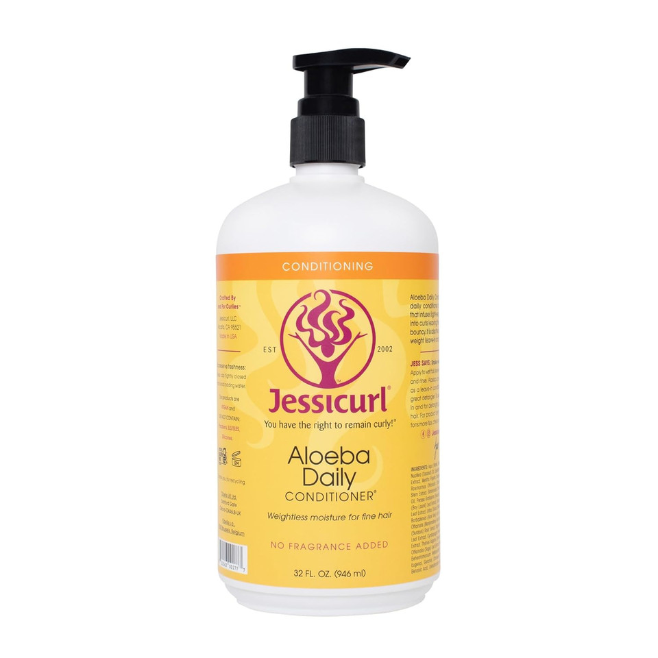 Jessicurl, Aloeba Daily Conditioner For Curly Hair, No Fragrance Added, 2 Fl Oz. Leave In Conditioner And Hair Detangler For Fine Hair