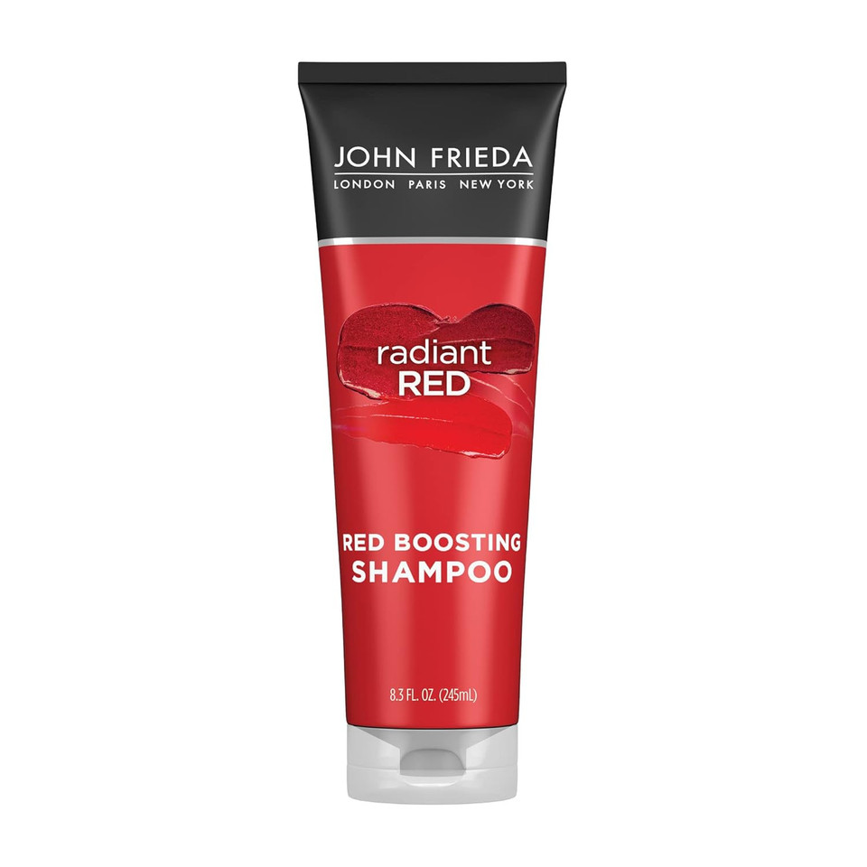 John Frieda Radiant Red, Color Boosting Shampoo, Enhances, Protects, & Hydrates With Pomegranate Extract And Vitamin E For Natural Or Color-Treated Hair, 8.3 Oz