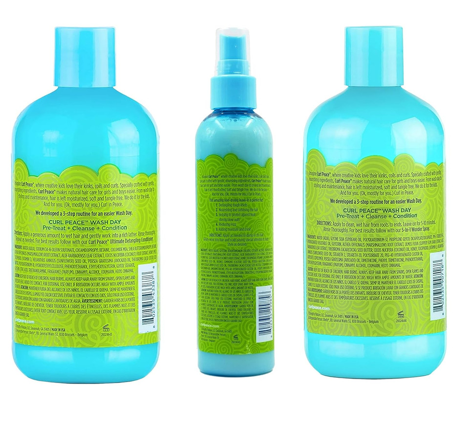 Just For Me Kids Curl Peace Hair Products Combo (Shampoo, Conditioner & Wonder Spray)