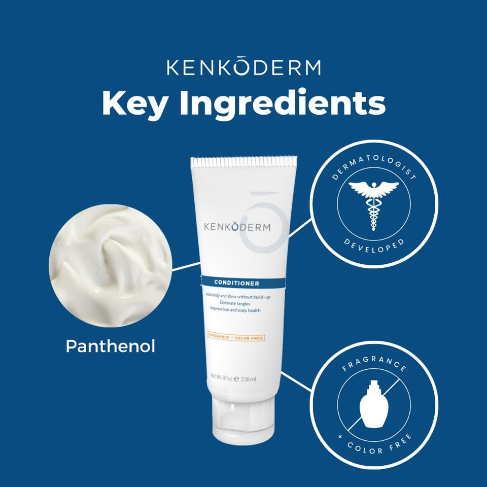 Kenkoderm Conditioner For Sensitive Hair And Skin - 8 Oz | 4 Tubes | Dermatologist Developed | Fragrance + Color Free
