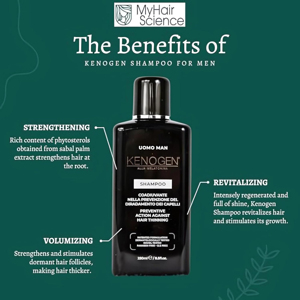 Kenogen Hair Growth Shampoo For Men With Melatonin  Thickening & Volumizing Formula For Thinning Hair  Boosts Regrowth, Stimulates Follicles  Vegan, Sulfate-Free, Cruelty-Free
