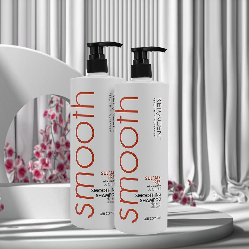 Keragen - Smoothing Shampoo With Keratin And Collagen For All Hair Types, Sulfate Free - Moisturizes, Strengthens, Protects Color And Repair - Panthenol, Vitamins, And Jojoba Oil Keragen - Smoothing Shampoo With Keratin And Collagen For All Hair Types, Sulfate Free - Moisturizes, Strengthens, Protects Color And Repair - Panthenol, Vitamins, And Jojoba Oil