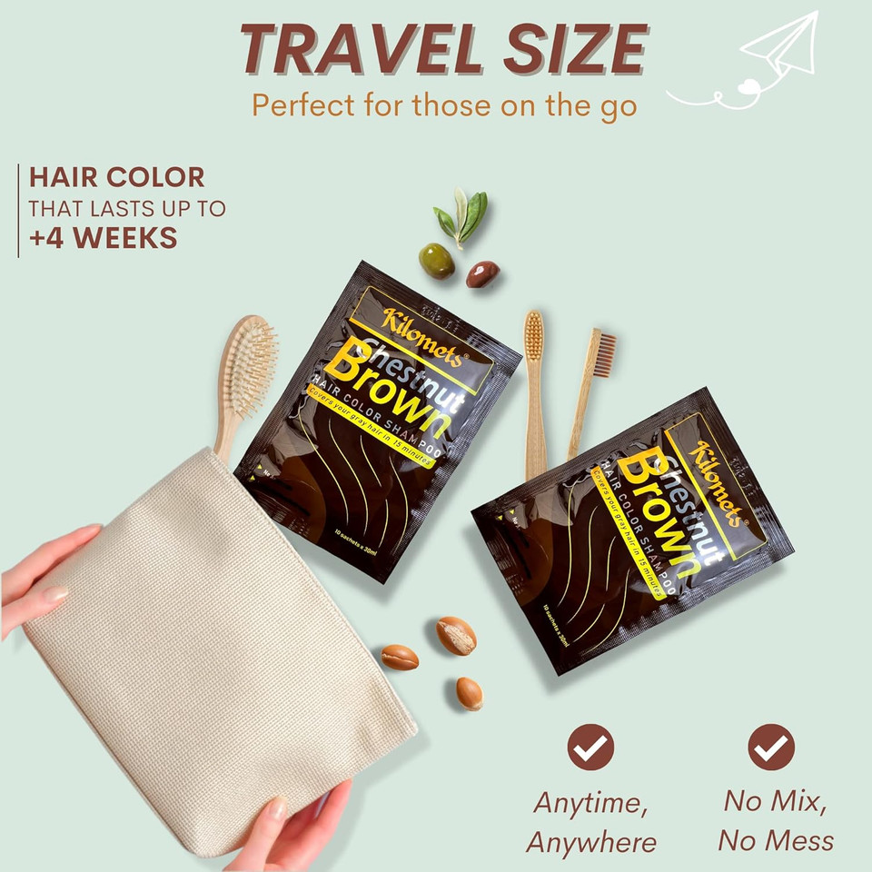 Chestnut Brown Hair Dye Shampoo 3 In 1- Hair Color Shampoo Grey Coverage In Minutes Ammonia Free Instant Coloring Gift For Mom Dad