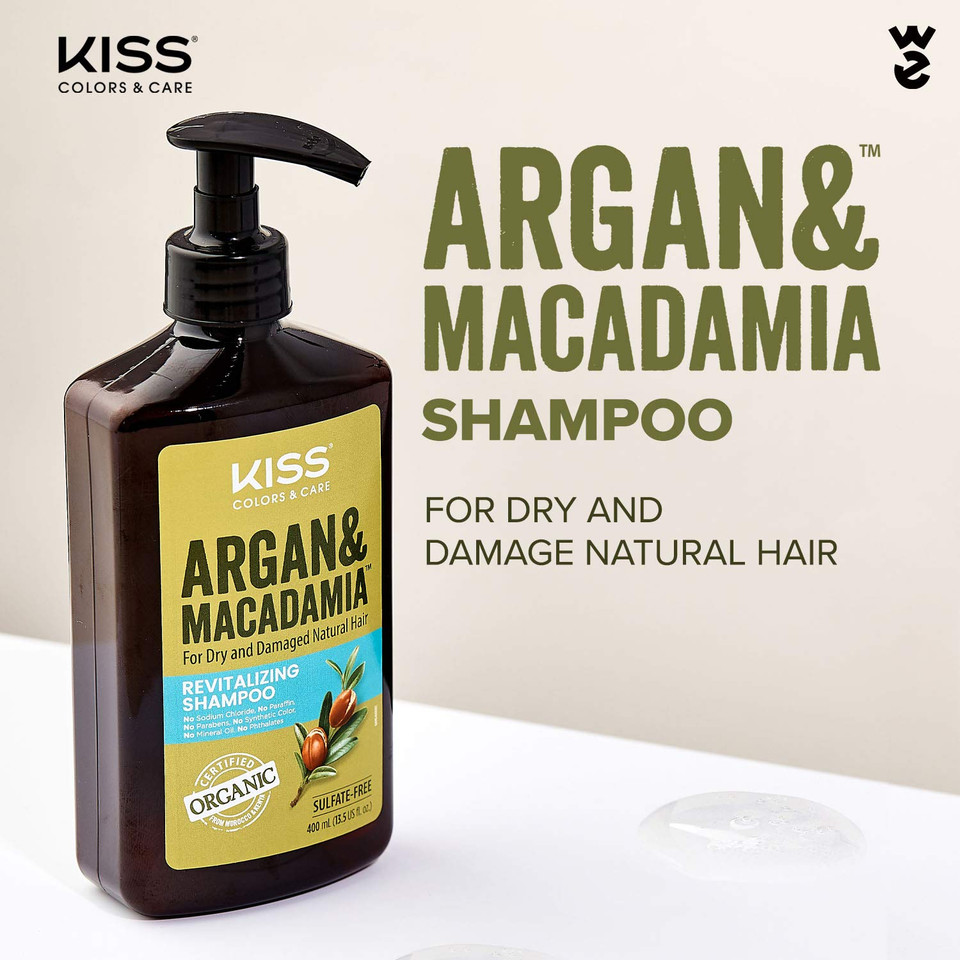 Kiss Color & Care Argan & Macadamia For Dry And Damaged Natural Hair Shampoo & Conditioner Value Set
