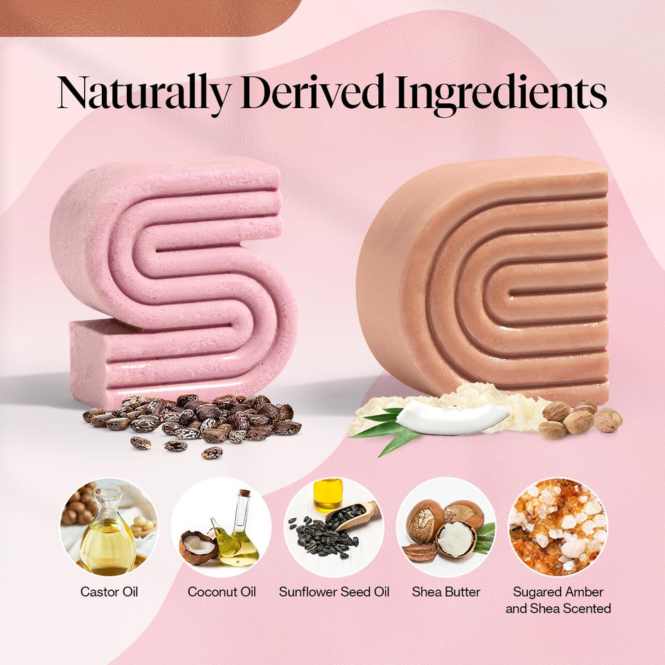 Kitsch Castor Oil Shampoo & Shea Butter Conditioner Bar  Shampoo And Conditioner Set - Hydrating & Moisturizing Bar Soap - Free Of Paraben, Silicone, Sulfate - Made In Usa - 2Pc Set