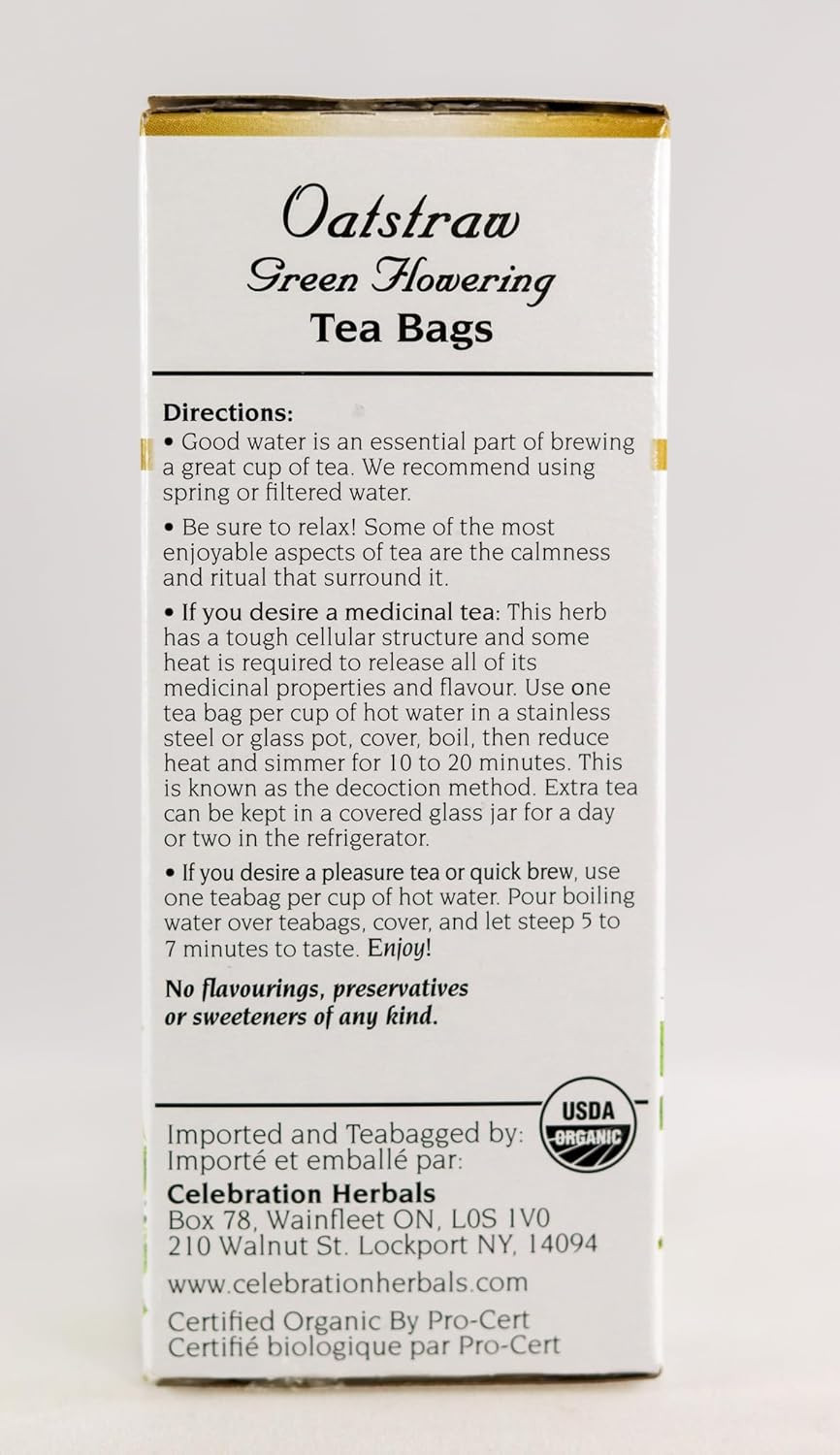 Celebration Herbals Organic Oatstraw Green Flowering Tea, 24 Ct