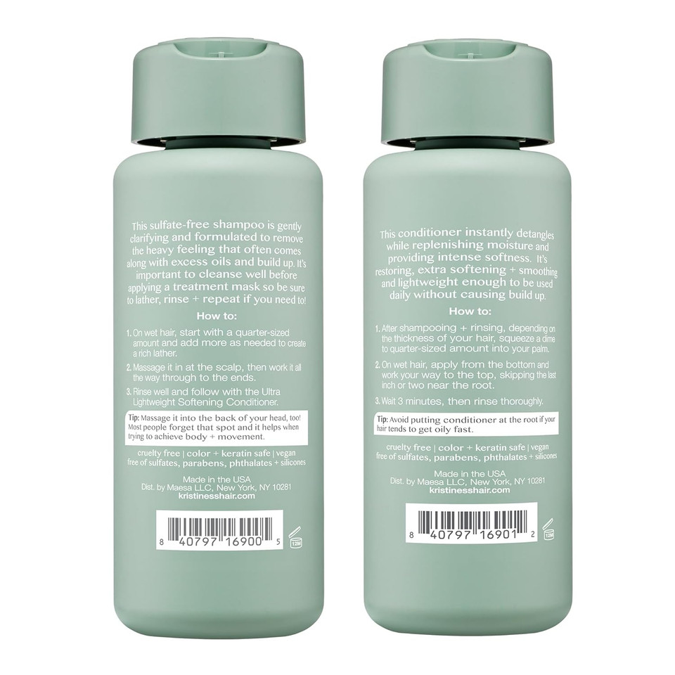 Kristin Ess Hair Softening Moisture Repair Shampoo And Conditioner Set For Curly + Thick Hair  Sulfate Free + Color Safe + Gentle - Anti-Frizz - Deep Conditioner For Color Treated & Dry Damaged Hair Kristin Ess Hair Softening Moisture Repair Shampoo And Conditioner Set For Curly + Thick Hair  Sulfate Free + Color Safe + Gentle - Anti-Frizz - Deep Conditioner For Color Treated & Dry Damaged Hair