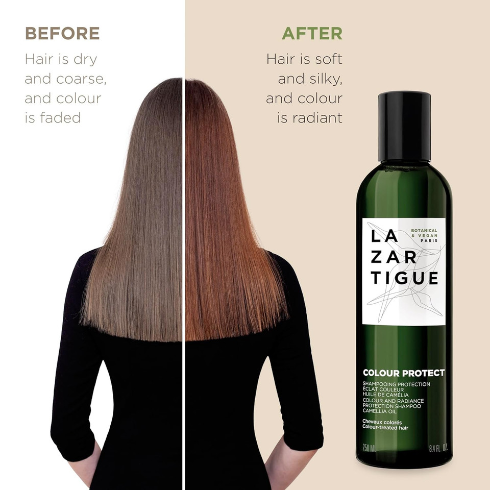 Lazartigue Color Protect Shampoo, Camellia Oil Infused, Radiance For Color-Treated Hair, Vegan, Sulfate & Silicone Free, 8.4 Fl.Oz
