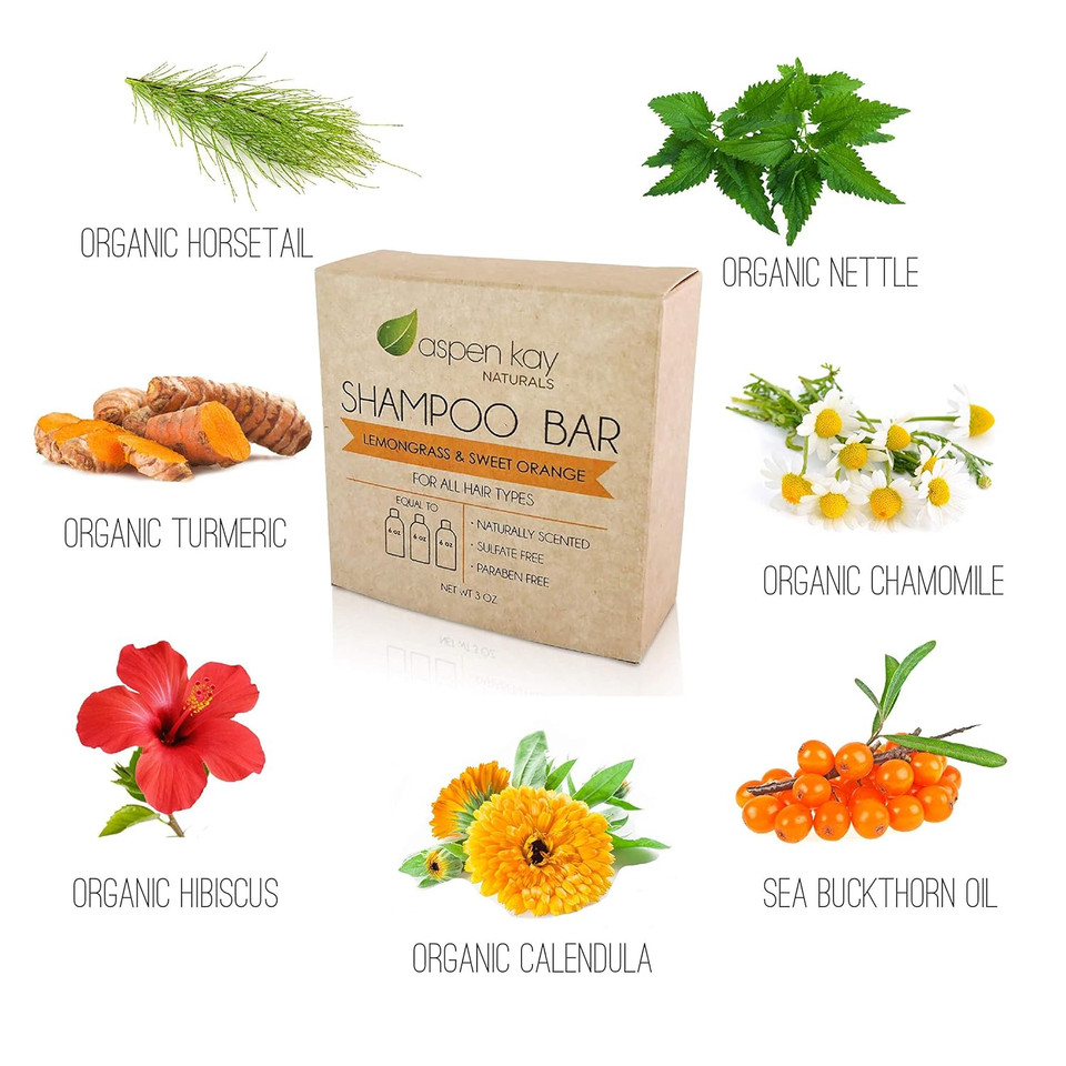 Lemongrass & Sweet Orange Shampoo & Conditioner Bar With Mini Soap Dish  Bars Made With Natural & Organic Ingredients, Sulfate-Free, Cruelty-Free & Vegan 3 Ounce Bar