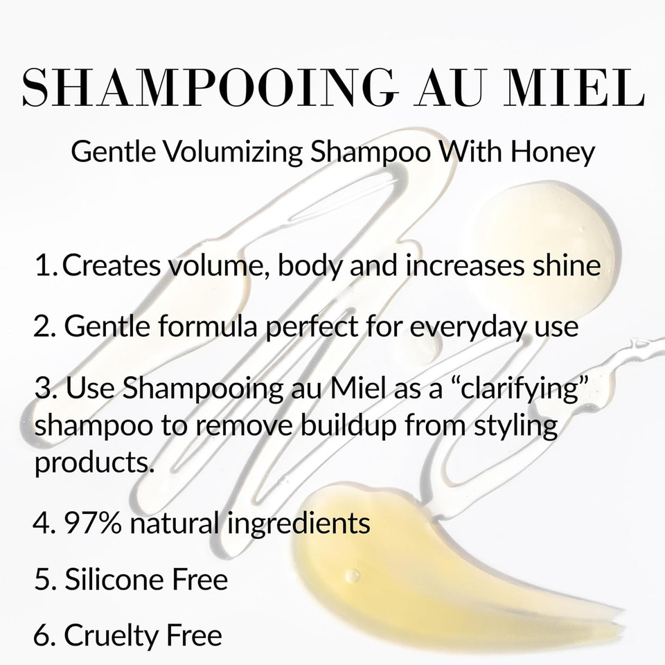 Leonor Greyl Gentle Volumizing Honey Shampoo - Shampooing Au Miel 97% Natural Ingredients, Lavender Honey, French Rose Extracts Build Volume, Flexibility & Shine. 4 Fl Oz. Made In France
