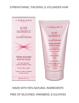 L'Erbolario Hyaluronic Acid Light And Volume Conditioner Cream - Hair Conditioner For Women And Men With Keratin And Coconut - All Hair Types - 5.1 Oz