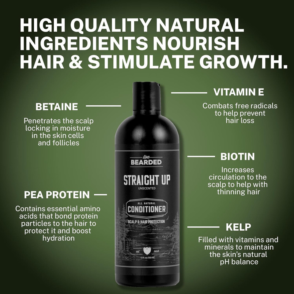 Live Bearded All-Natural Conditioner For Men - Promotes Hair Growth - Thinning And Hairloss - Deep Conditioning, Moisturizing | Canyon Scent - Juniper, Cypress, Fir Needle