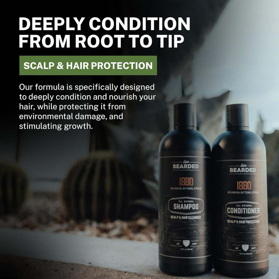 Live Bearded All-Natural Conditioner For Men - Promotes Hair Growth - Thinning And Hairloss - Deep Conditioning, Moisturizing | Straight Up - Fragrance-Free Unscented