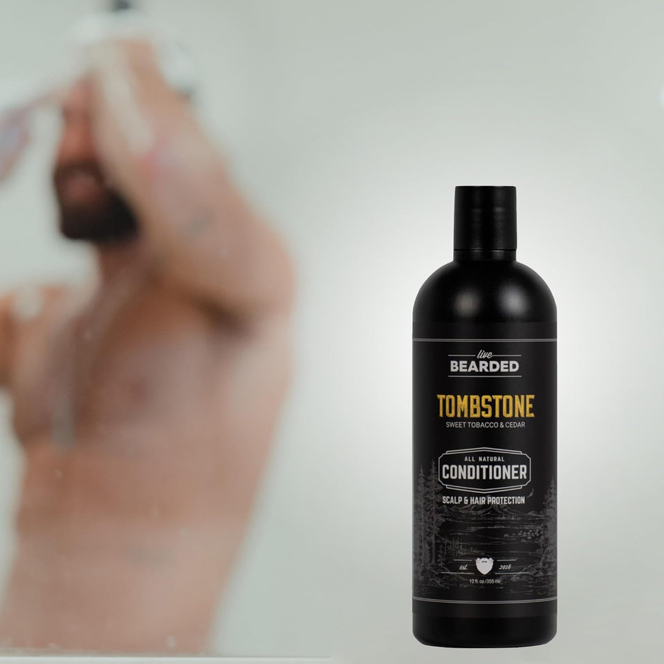 Live Bearded All-Natural Conditioner For Men - Promotes Hair Growth - Thinning And Hairloss - Deep Conditioning, Moisturizing | Tombstone Scent - Sweet Tobacco, Cedar