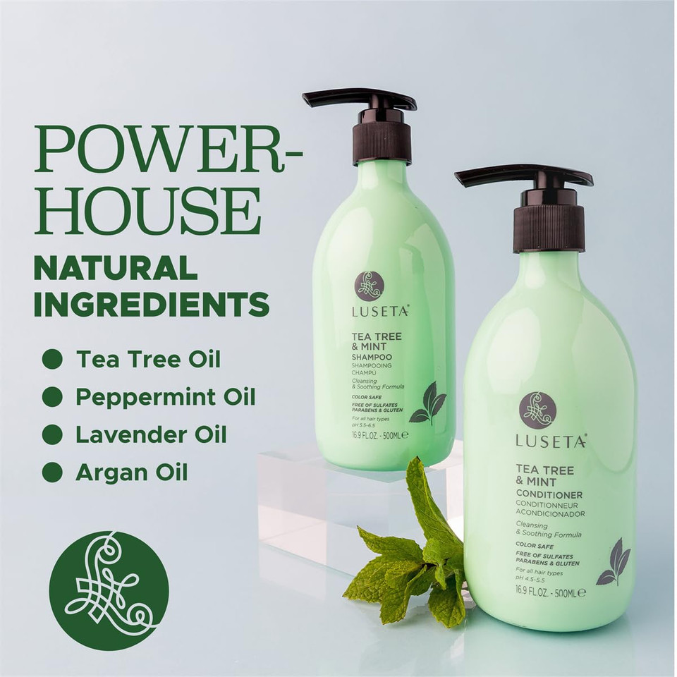 Luseta Tea Tree Mint Shampoo And Conditioner For Hair With Lavender, Tea Tree And Peppermint Oil Clarifying Shampoo And Conditioner, Sooth The Scalp Fight Dandruff And Itchy For Women And Men