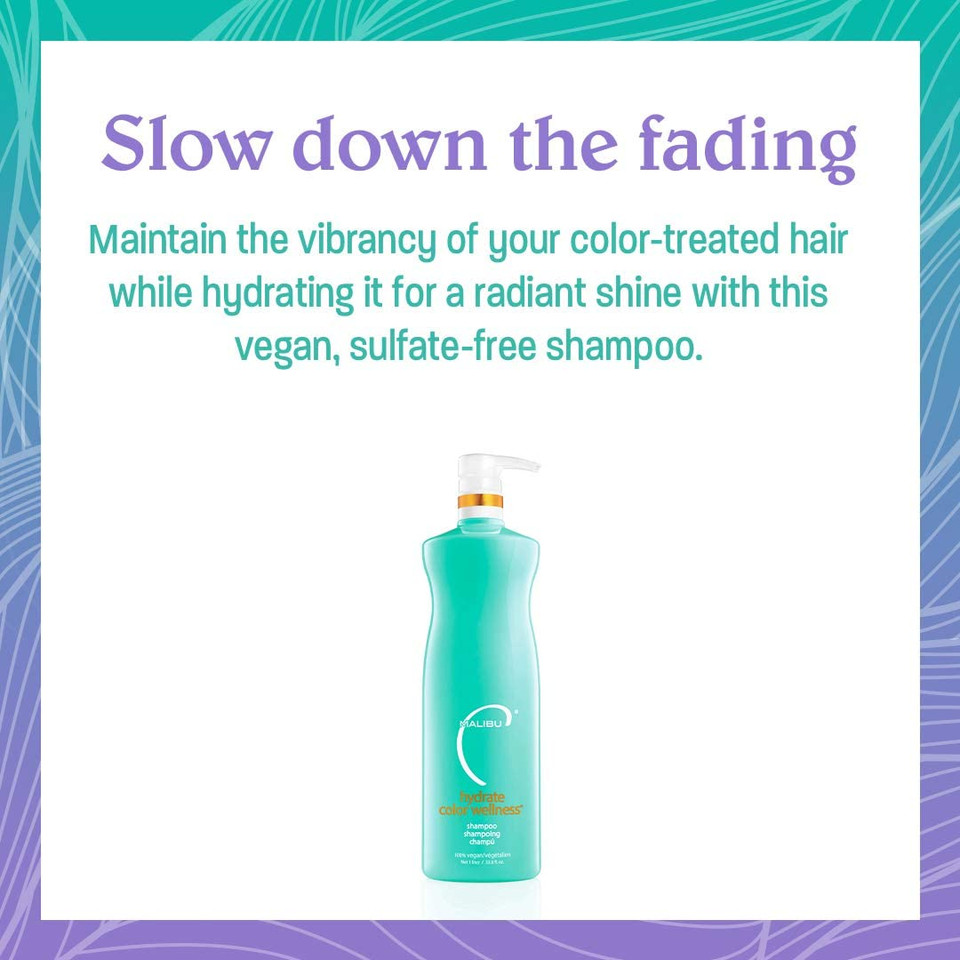 Malibu C Hydrate Color Wellness Shampoo - Shampoo For Color Treated Hair And Fights Fade - Sulfate Free + Gentle Cleansing Hair Care (33.8 Oz)