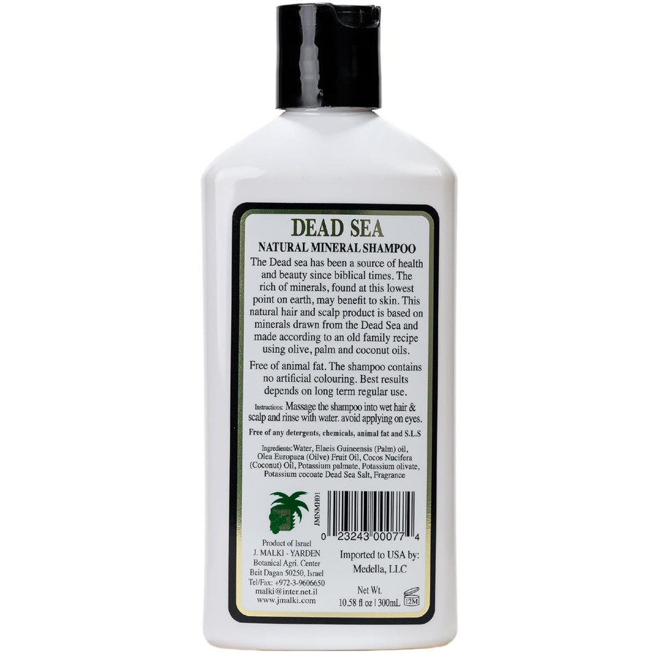 Malki Dead Sea Products Natural Mineral Shampoo | Dead Sea Shampoo For Vibrant And Healthy Hair | Eczema, And Psoriasis Support, Paraben Free Shampoo