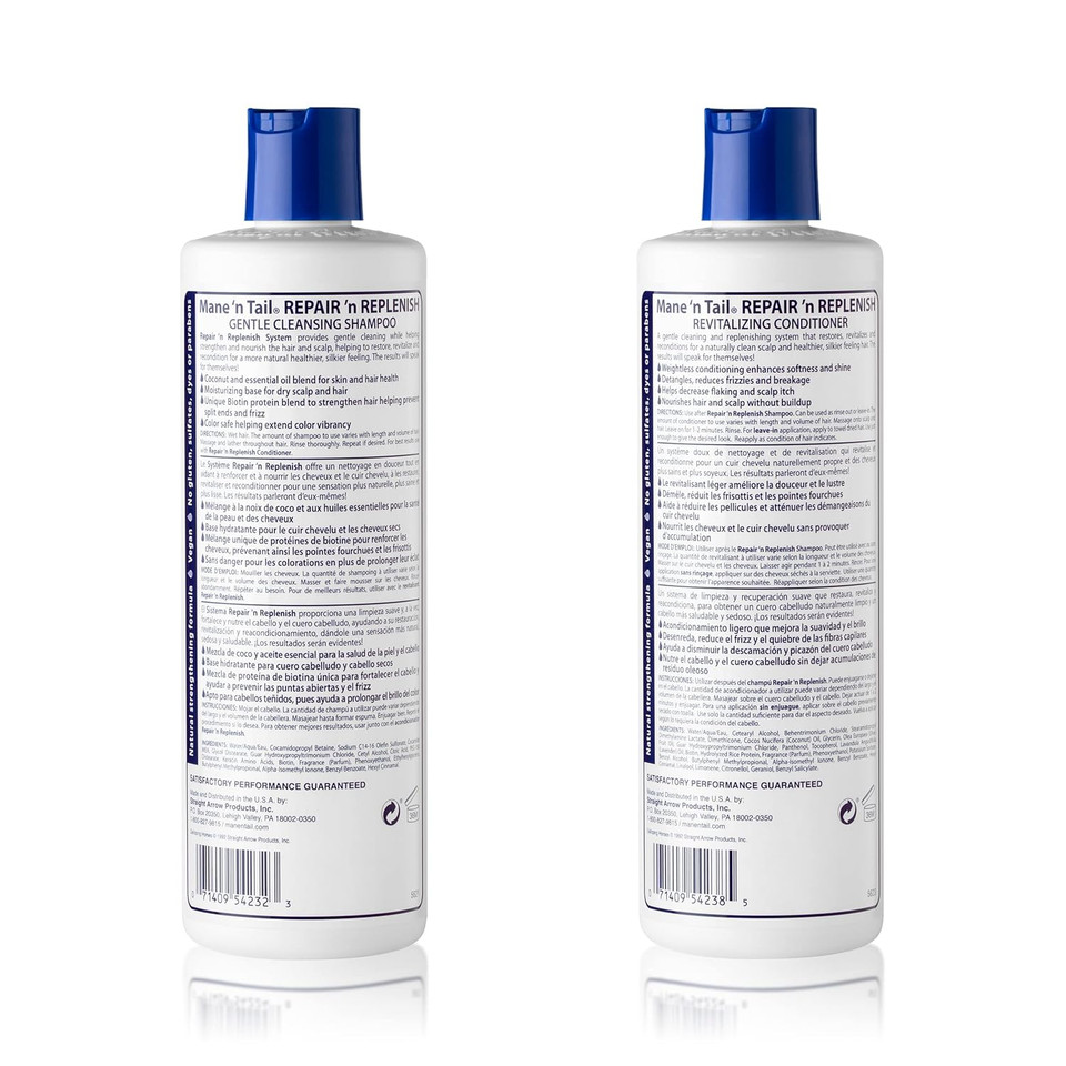 Mane 'N Tail Sulfate Free Repair 'N Replenish (15.2 Set W Daily Moisture) Gentle Cleaning And Replenishing System For Natural And Curly Hair Curl Defining Vegan Formula