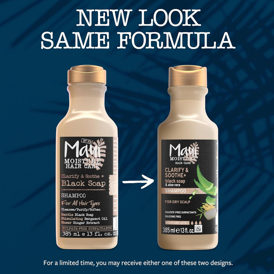 Maui Clarify & Soothe + Black Soap Shampoo, Hydrating, 13 Fl Oz
