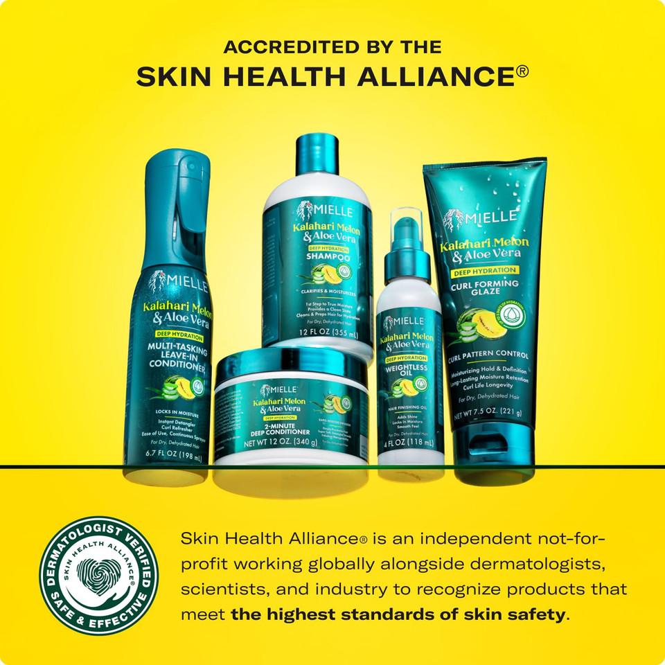 Mielle Kalahari Melon & Aloe Vera Deep Hydration Shampoo - Sulfate Free Cleanser For Dry, Curly And Textured Hair - Removes Buildup & Delivers Up To 5 Days Of Moisture (12 Fl Oz)