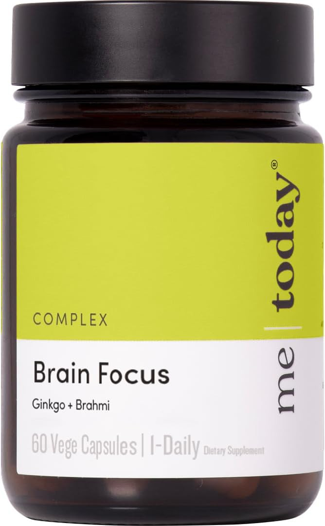  Brain Focus Supplement For Adults, Contains Ginkgo & Brahmi For Mental Clarity, 60 Vegan Friendly Capsules