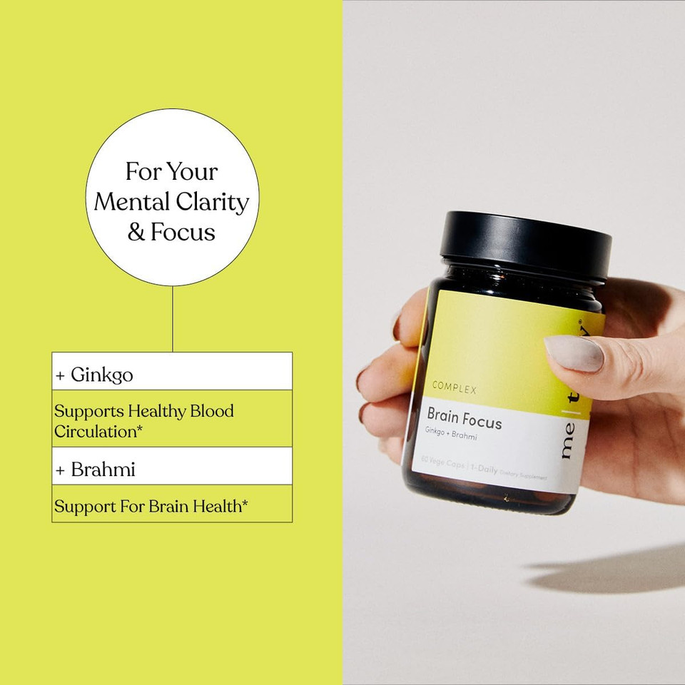  Brain Focus Supplement For Adults, Contains Ginkgo & Brahmi For Mental Clarity, 60 Vegan Friendly Capsules