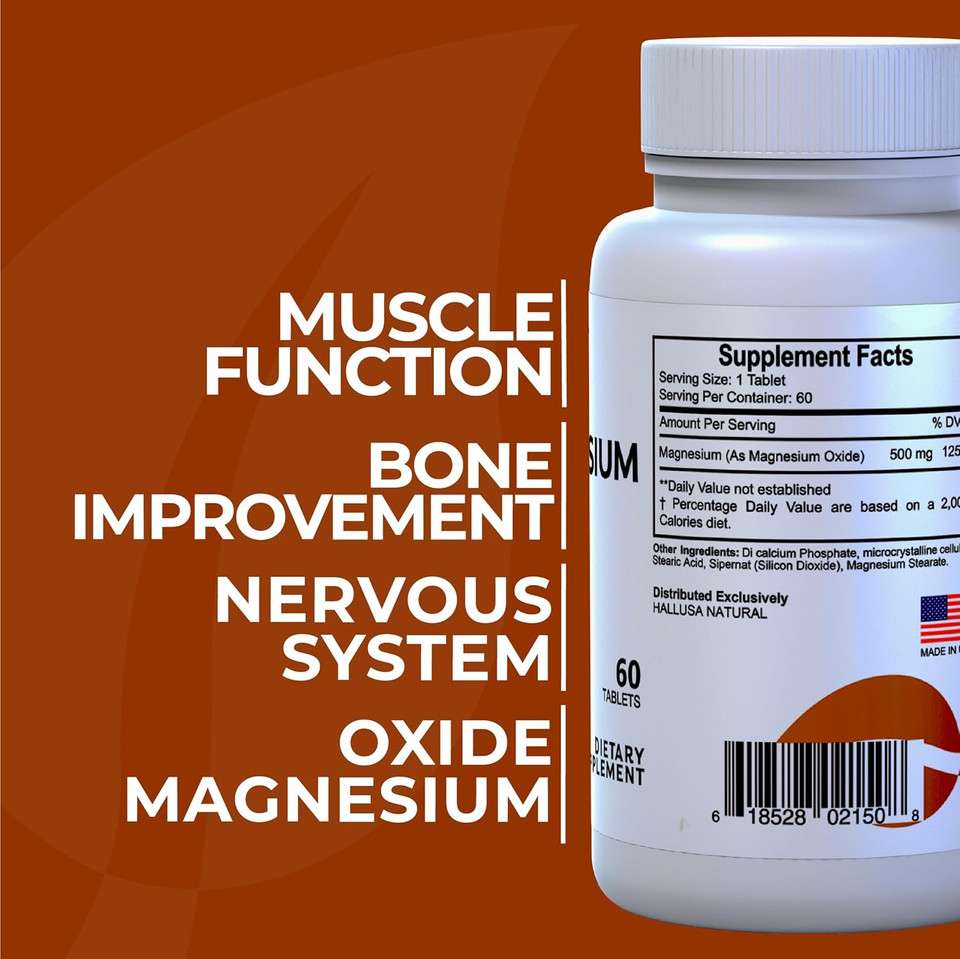  Magnesium For Leg Cramps, Magnesium As Oxide 500 Mg, 60 Capsules, 60-Day Supply, Muscle Relaxation, High Absorption