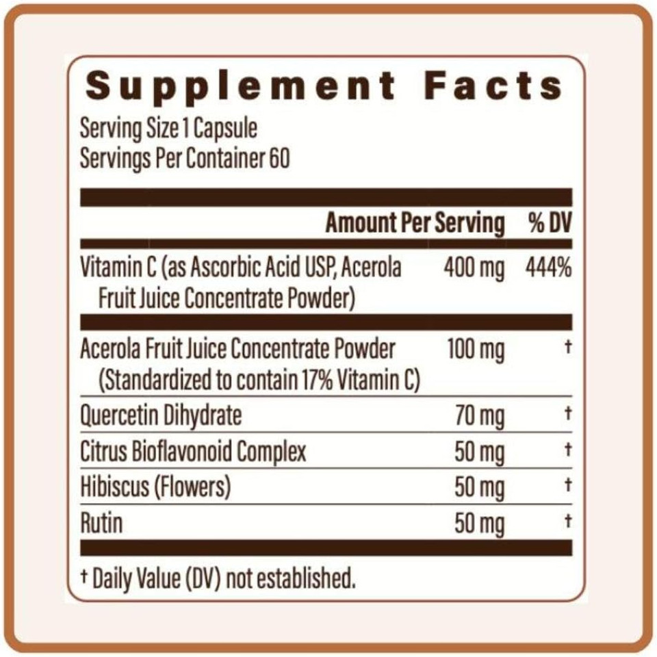 | Vitamin C Complex | 400Mg Vitamin C With Acercola & Citrus Bioflavonoids + Natural D3 5,000Iu