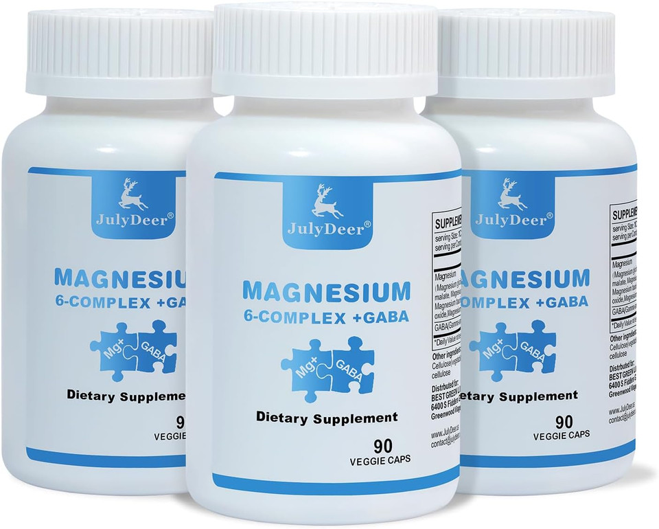 3 Bottles Sixfold Magnesium Complex | 350Mg Of Magnesium Glycinate, Malate, Citrate, Taurine, Oxide, L-Threonate For Muscles,Nerves,& Energy, Gaba Sleep Support | High Absorption | Vegan | 90 Capsules