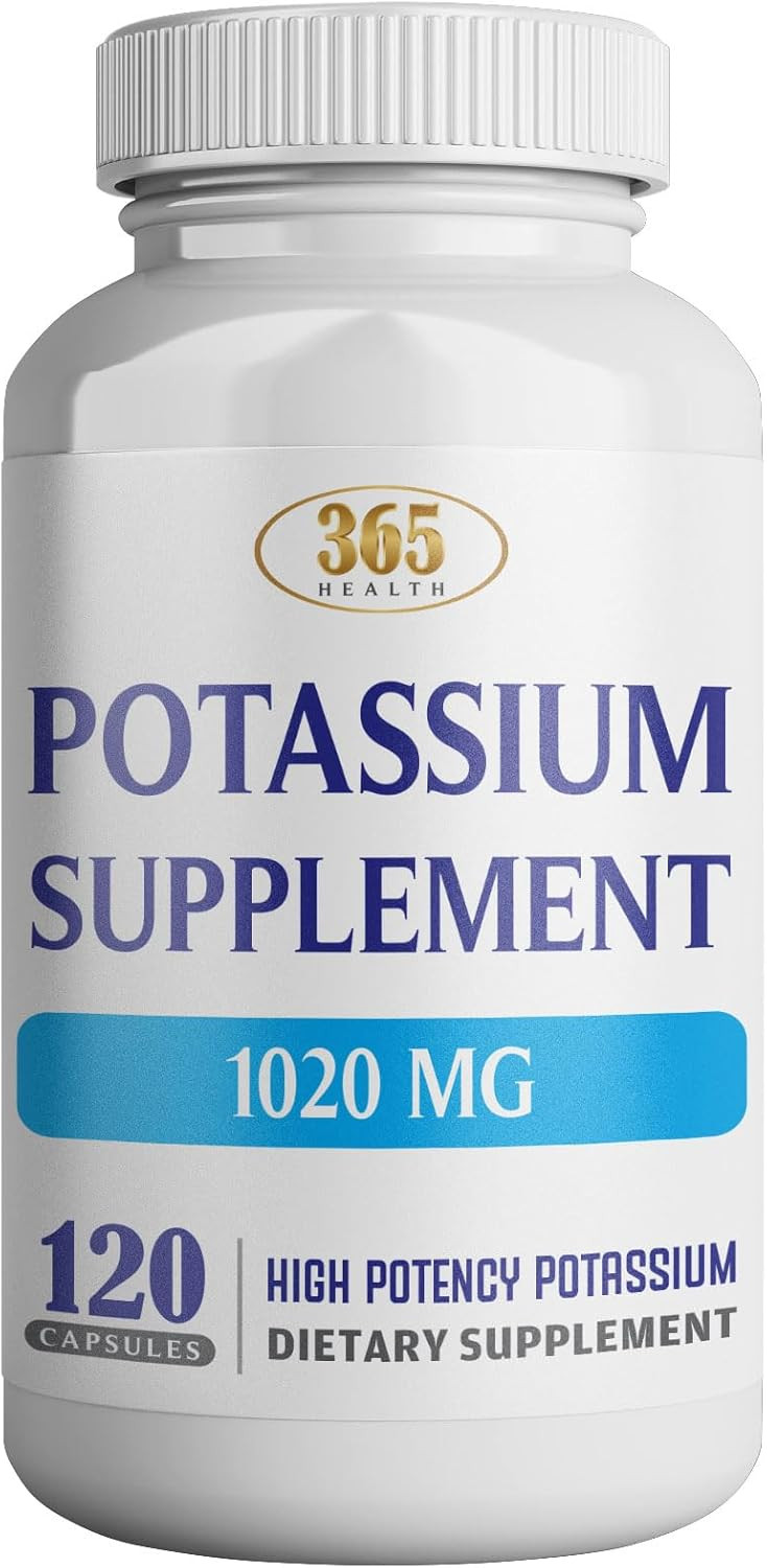 365 Health Potassium Supplement 1020 Mg | Potassium Bicarbonate | Non-Gmo | Gluten Free | Made In Usa | 120 Vegetarian Capsules