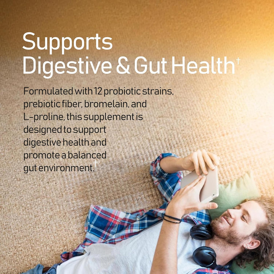 55B Probiotics With Digestive Enzymes For Immune Support & Gut Health - 55 Billion Cfu, 12 Strain, 185 Mg Prebiotic - Relieves Gas & Bloating - 60 Vegan Capsules, 60 Day Supply