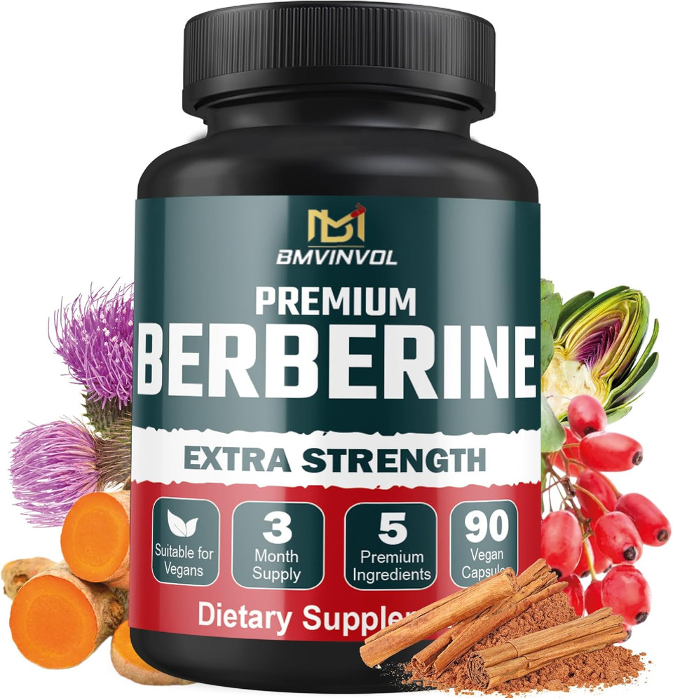5-In-1 Berberine With Ceylon Cinnamon Milk Thistle Turmeric Artichoke - Supports Immune Function - 3 Month Supply - 90 Capsules