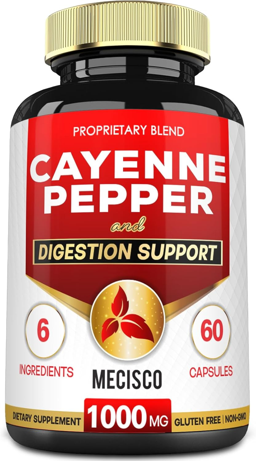 6In1 Cayenne Pepper Capsules With Ginger Root, Beet Root, And Black Pepper And More - 60 Capsules - Cayenne Supplement Supports Digestion System, Immunity