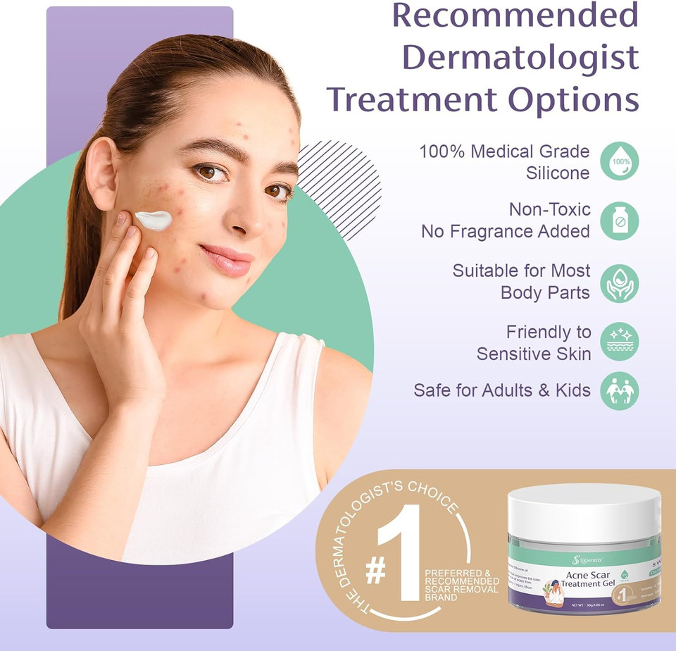Acne Scar Treatment For Face, Advanced Scar Gel, Treats Old And New Scars, Reduces The Appearance Of Scars For Face Acne, Surgical, Injury (30G/1.06Oz)
