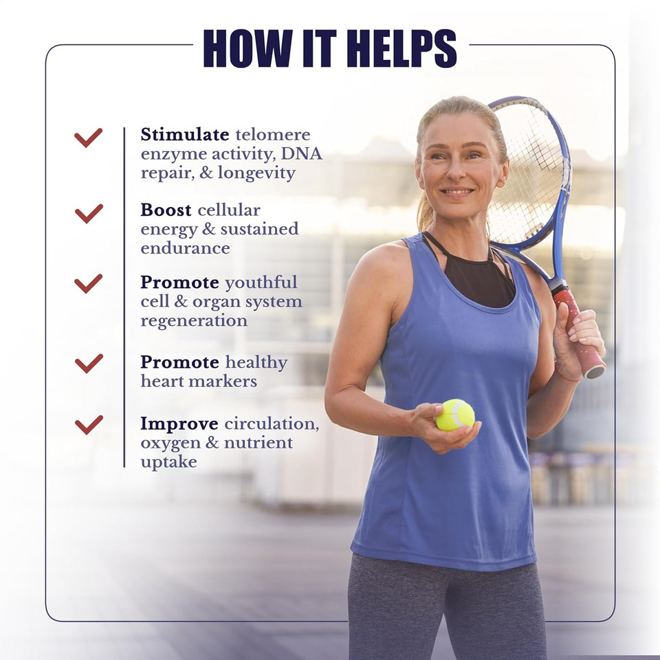 Activespan- Longevity Formula Supplement With Ashwagandha, CatS Claw, Astragalus - Telomere Lengthening Supplements - Stem Cell Regeneration, 60 Capsules