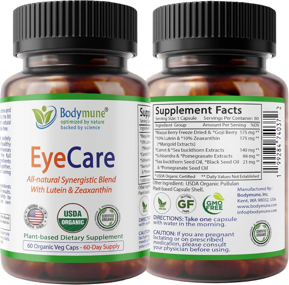 Advanced Eyecare | Usda Organic Eye Health Supplement With Lutein & Zeaxanthin | Maqui, Goji & Sea Buckthorn Extracts | 30-Day Supply | Vegan, Non-Gmo, Made In Usa
