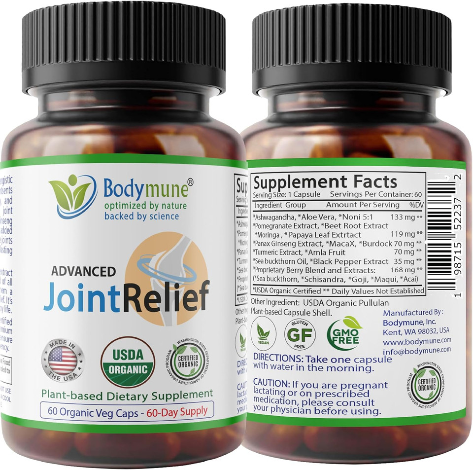 Advanced Jointrelief Joint Works | Joint & Muscle Support Supplement* | Promotes Mobility & Health* | 60-Day Supply | Usda Organic, Vegan, Non-Gmo, Usa Made