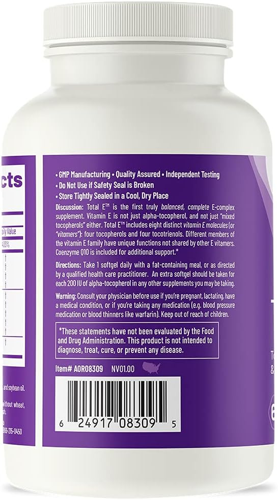 Advanced Orthomolecular Research Aor Total E, 60 Softgels