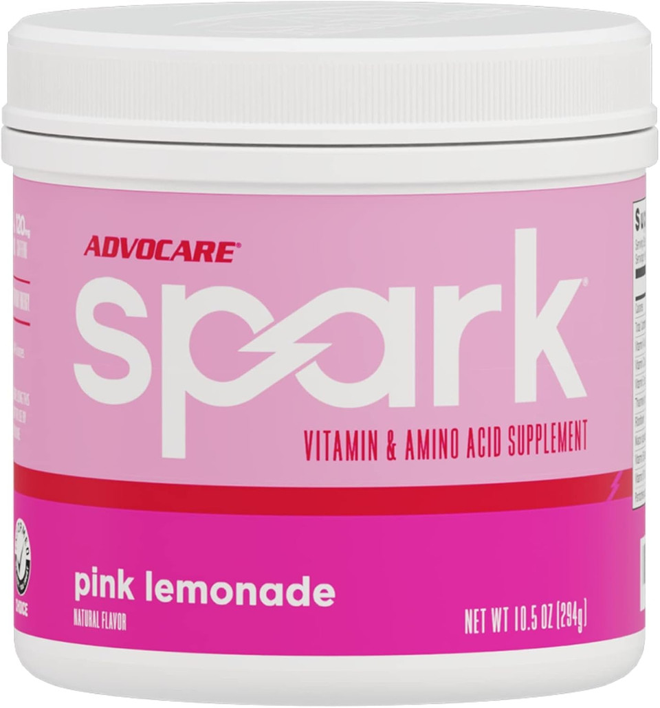 Advocare Spark Vitamin & Amino Acid Supplement - Focus & Energy Drink Powder Mix With Vitamin A, B-6, C & E - Also Includes L-Carnitine & L-Tyrosine - Blue Raspberry - 10.5 Oz